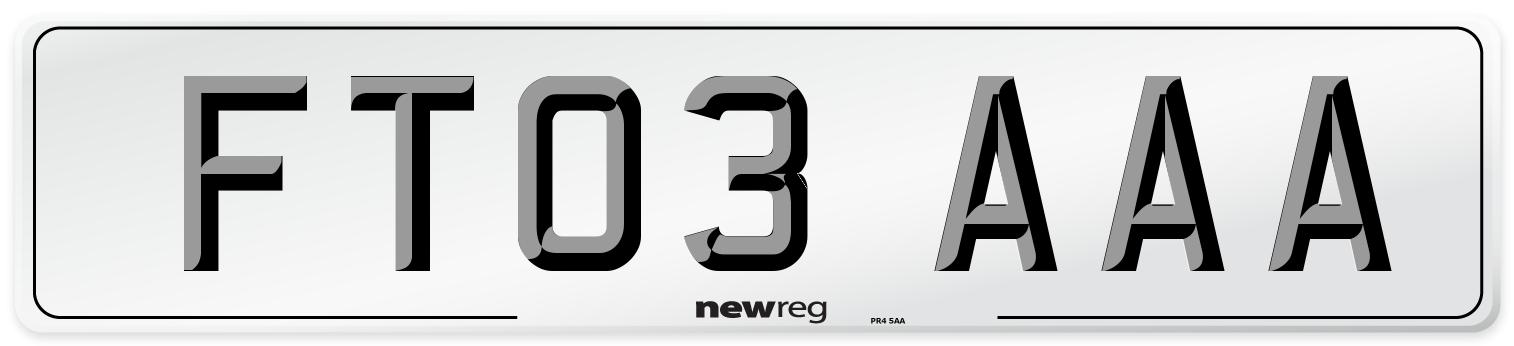 FT03 AAA Number Plate from New Reg